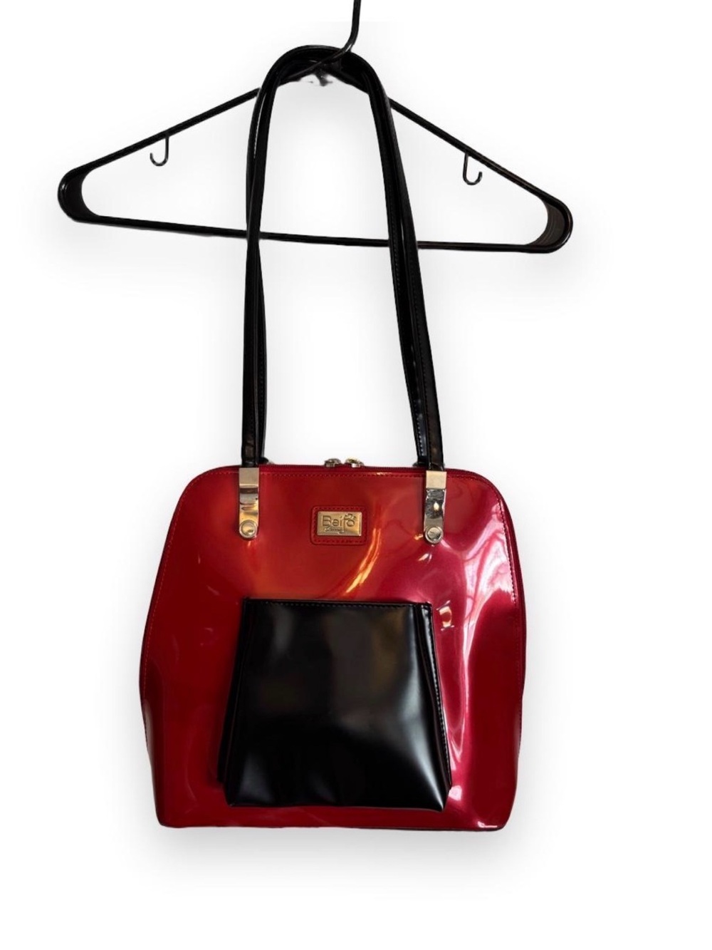Beijo Classics Red and Black Patent Shoulder Bag vintage style